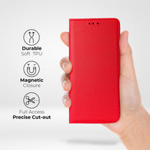 Carica l&#39;immagine nel visualizzatore di Gallery, Moozy Case Flip Cover for Samsung A13 4G, Red - Smart Magnetic Flip Case Flip Folio Wallet Case with Card Holder and Stand, Credit Card Slots, Kickstand Function
