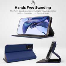 Load image into Gallery viewer, Moozy Case Flip Cover for Xiaomi 11T and Xiaomi 11T Pro, Dark Blue - Smart Magnetic Flip Case Flip Folio Wallet Case with Card Holder and Stand, Credit Card Slots, Kickstand Function
