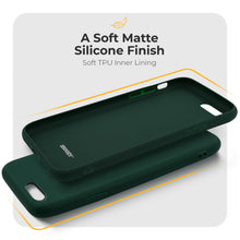 Ladda upp bild till gallerivisning, Moozy Minimalist Series Silicone Case for iPhone SE 2020, iPhone 8 and iPhone 7, Midnight Green - Matte Finish Slim Soft TPU Cover
