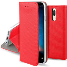Cargar imagen en el visor de la galería, Moozy Case Flip Cover for Huawei Mate 10 Lite, Red - Smart Magnetic Flip Case with Card Holder and Stand
