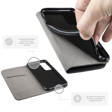 Charger l&#39;image dans la galerie, Moozy Case Flip Cover for Xiaomi Redmi Note 10 Pro and Redmi Note 10 Pro Max, Black - Smart Magnetic Flip Case Flip Folio Wallet Case
