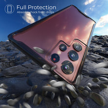 Załaduj obraz do przeglądarki galerii, Moozy Xframe Shockproof Case for Samsung S22 Ultra - Black Rim Transparent Case, Double Colour Clear Hybrid Cover with Shock Absorbing TPU Rim

