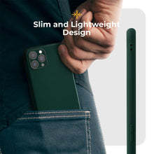Cargar imagen en el visor de la galería, Moozy Minimalist Series Silicone Case for iPhone 13 Pro, Midnight Green - Matte Finish Lightweight Mobile Phone Case Slim Soft Protective
