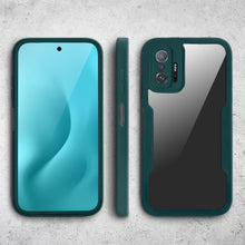 Cargar imagen en el visor de la galería, Moozy 360 Case for Xiaomi 11T and 11T Pro - Green Rim Transparent Case, Full Body Double-sided Protection, Cover with Built-in Screen Protector
