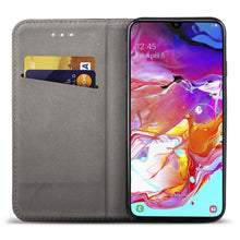 Charger l&#39;image dans la galerie, Moozy Case Flip Cover for Samsung A70, Black - Smart Magnetic Flip Case with Card Holder and Stand
