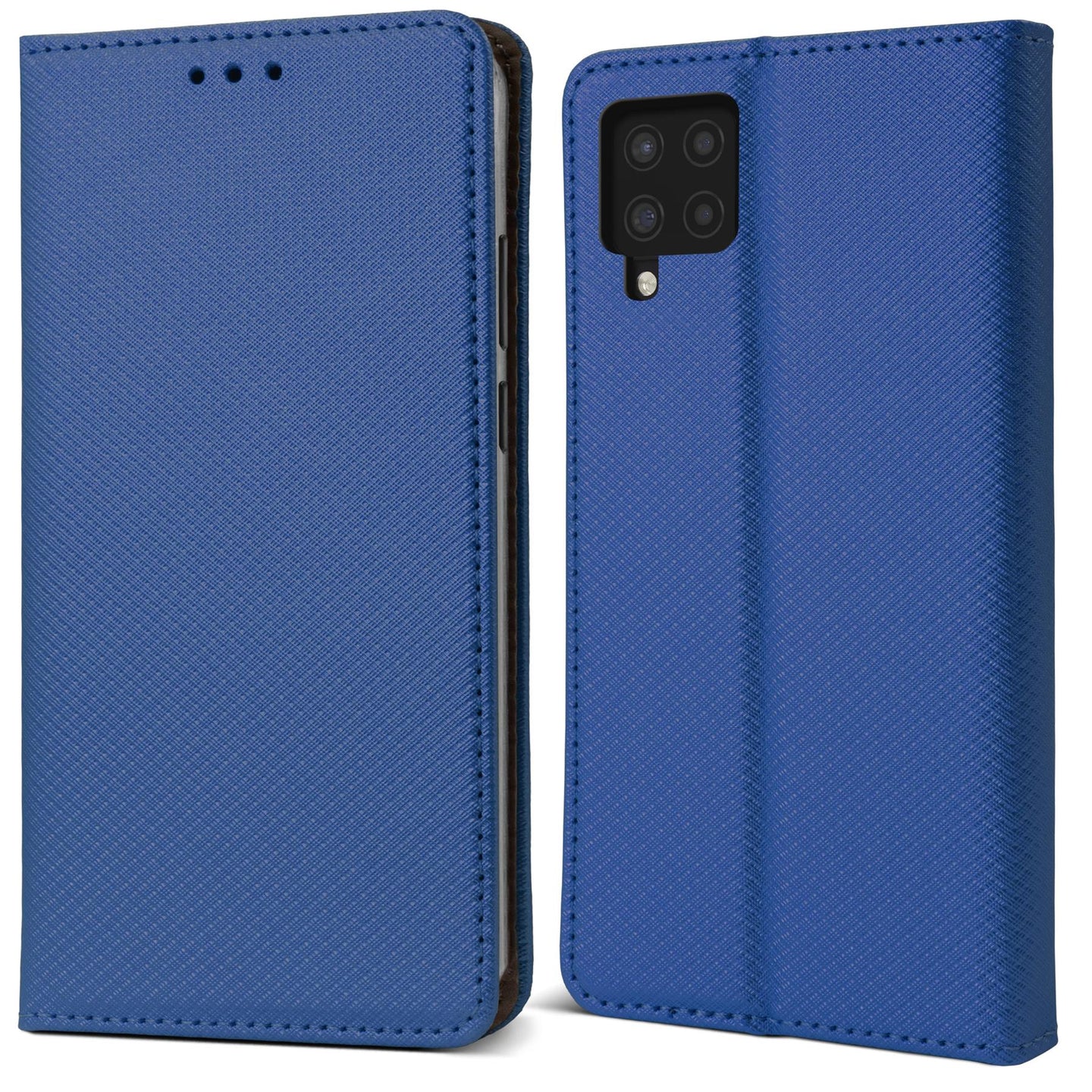 Moozy Case Flip Cover for Samsung A22 4G, Dark Blue - Smart Magnetic Flip Case Flip Folio Wallet Case with Card Holder and Stand, Credit Card Slots, Kickstand Function