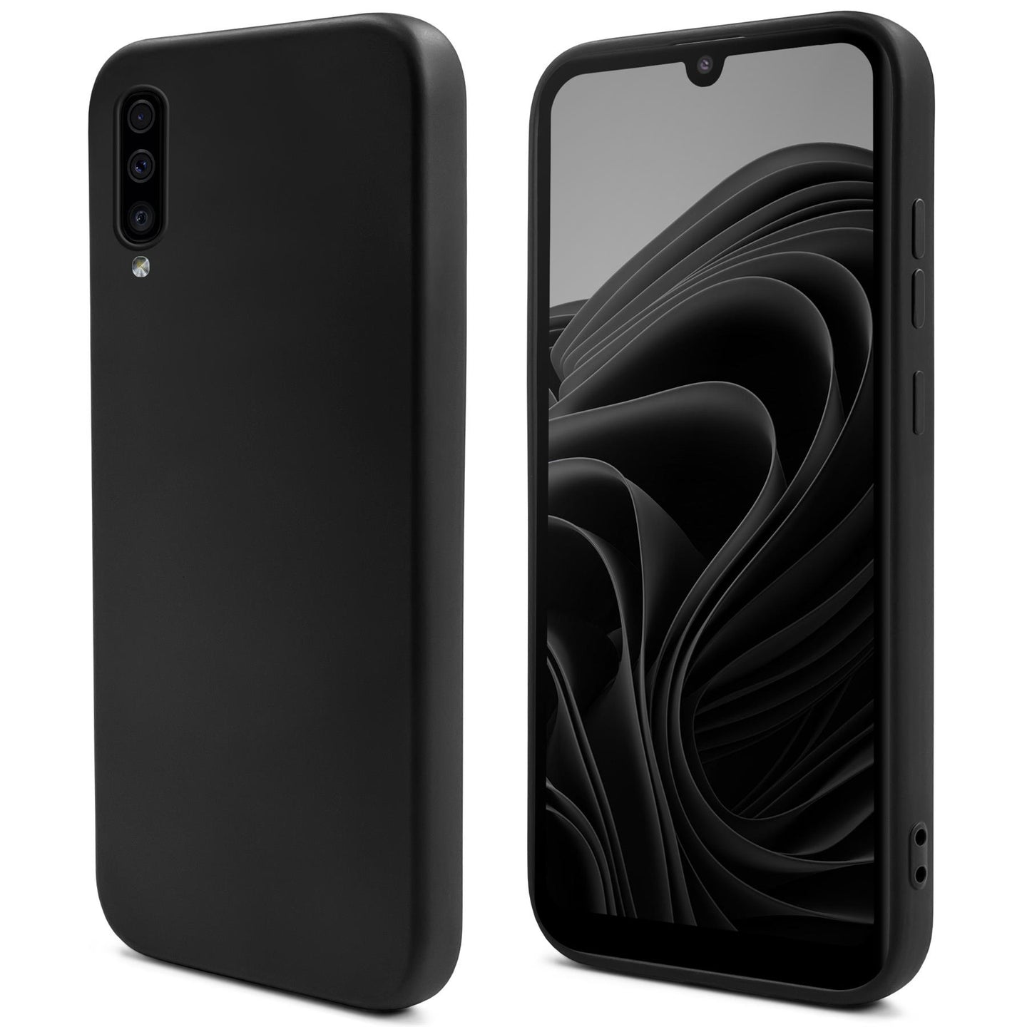 Moozy Lifestyle. Silicone Case for Samsung A50, Black - Liquid Silicone Lightweight Cover with Matte Finish and Soft Microfiber Lining, Premium Silicone Case