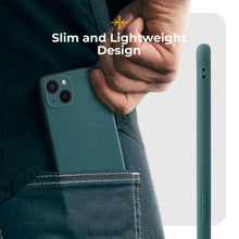 Cargar imagen en el visor de la galería, Moozy Minimalist Series Silicone Case for iPhone 13 Mini, Blue Grey - Matte Finish Lightweight Mobile Phone Case Slim Soft Protective
