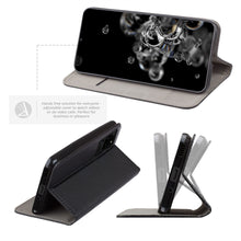 Carica l&#39;immagine nel visualizzatore di Gallery, Moozy Case Flip Cover for Samsung S20 Ultra, Black - Smart Magnetic Flip Case with Card Holder and Stand
