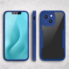 Cargar imagen en el visor de la galería, Moozy 360 Case for iPhone 13 - Blue Rim Transparent Case, Full Body Double-sided Protection, Cover with Built-in Screen Protector
