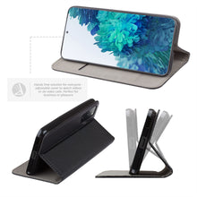 Carica l&#39;immagine nel visualizzatore di Gallery, Moozy Case Flip Cover for Samsung S20 FE, Black - Smart Magnetic Flip Case with Card Holder and Stand
