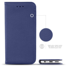 Ladda upp bild till gallerivisning, Moozy Case Flip Cover for Xiaomi Redmi 8, Dark Blue - Smart Magnetic Flip Case with Card Holder and Stand
