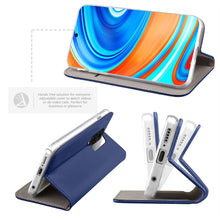 Ladda upp bild till gallerivisning, Moozy Case Flip Cover for Xiaomi Redmi Note 9S and Xiaomi Redmi Note 9 Pro, Dark Blue - Smart Magnetic Flip Case with Card Holder and Stand
