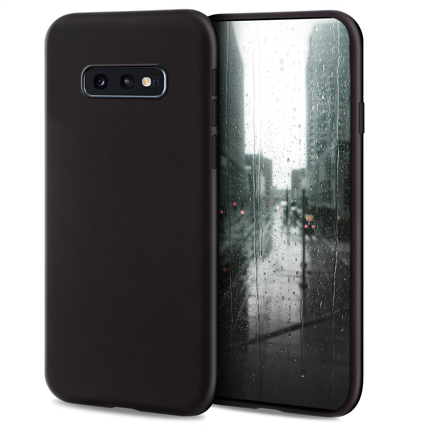 Moozy Minimalist Series Silicone Case for Samsung S10e, Black - Matte Finish Slim Soft TPU Cover