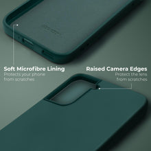 Load image into Gallery viewer, Moozy Lifestyle. Silicone Case for Samsung S22, Dark Green - Liquid Silicone Lightweight Cover with Matte Finish and Soft Microfiber Lining, Premium Silicone Case
