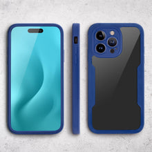Cargar imagen en el visor de la galería, Moozy 360 Case for iPhone 14 Pro Max - Blue Rim Transparent Case, Full Body Double-sided Protection, Cover with Built-in Screen Protector
