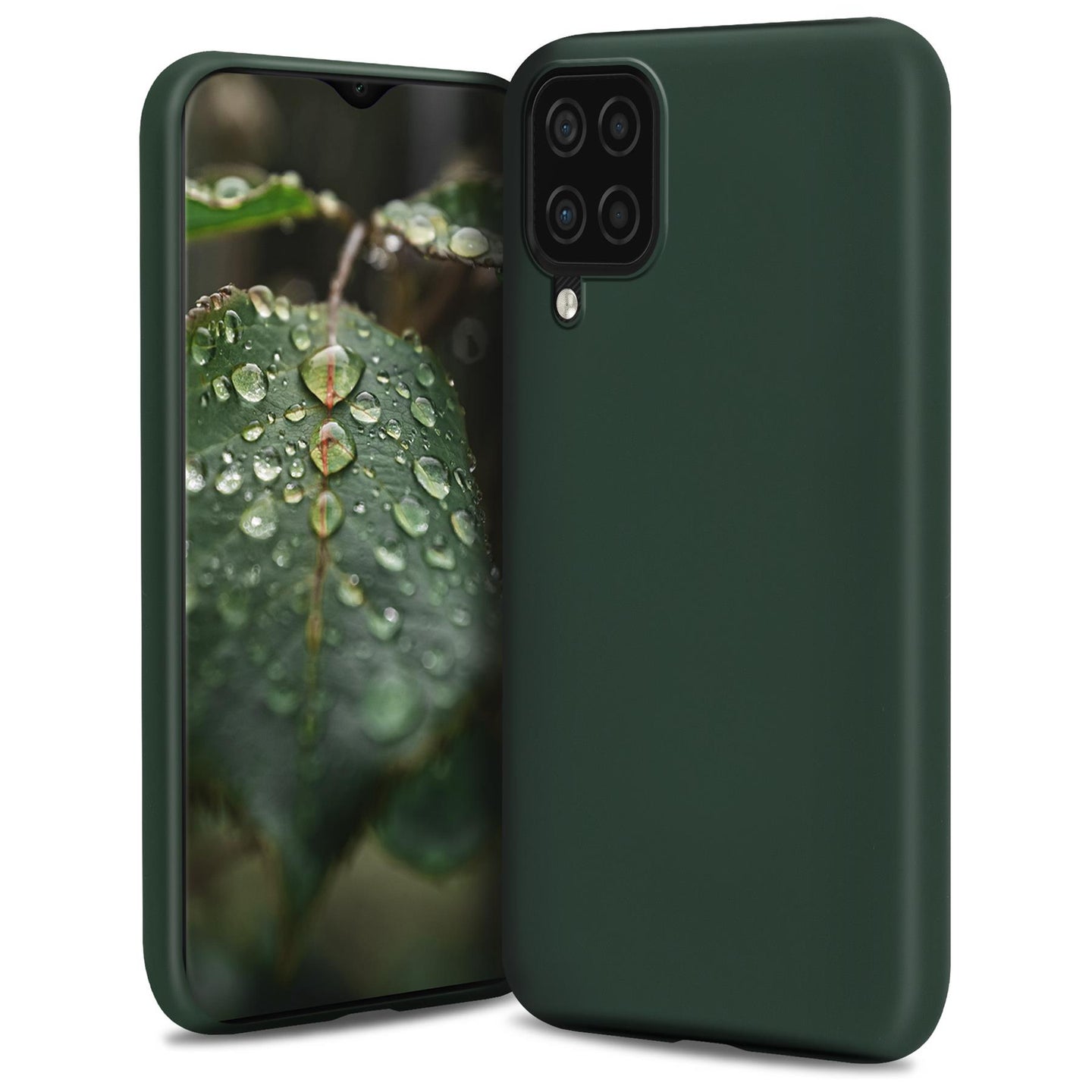 Moozy Lifestyle. Designed for Samsung A12 Case, Dark Green - Liquid Silicone Lightweight Cover with Matte Finish
