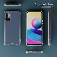 Carica l&#39;immagine nel visualizzatore di Gallery, Moozy Xframe Shockproof Case for Xiaomi Redmi Note 10 5G and Poco M3 Pro 5G - Transparent Rim Case, Double Colour Clear Hybrid Cover with Shock Absorbing TPU Rim
