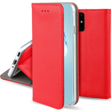 Carica l&#39;immagine nel visualizzatore di Gallery, Moozy Case Flip Cover for Samsung S20, Red - Smart Magnetic Flip Case with Card Holder and Stand
