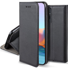 Cargar imagen en el visor de la galería, Moozy Case Flip Cover for Xiaomi Redmi Note 10 Pro and Redmi Note 10 Pro Max, Black - Smart Magnetic Flip Case Flip Folio Wallet Case
