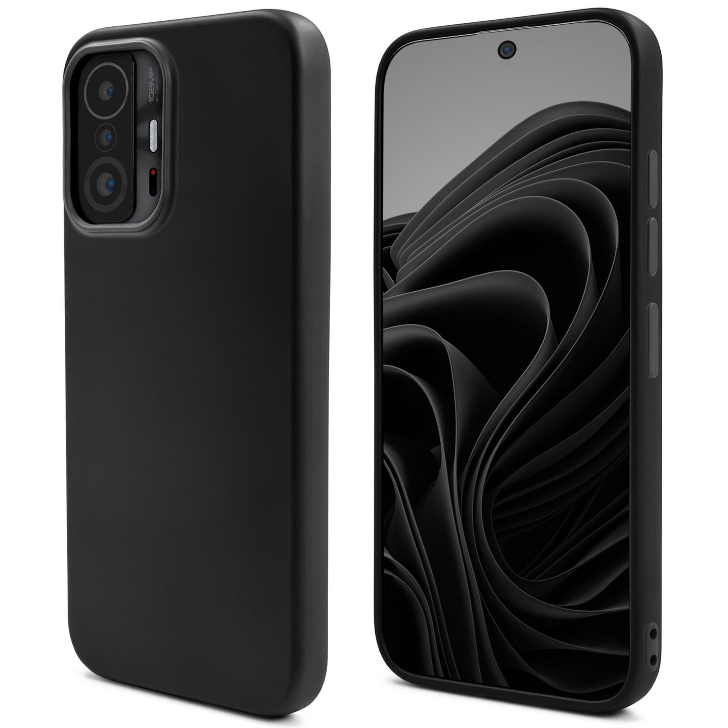 Moozy Lifestyle. Silicone Case for Xiaomi 11T and 11T Pro, Black - Liquid Silicone Lightweight Cover with Matte Finish and Soft Microfiber Lining, Premium Silicone Case