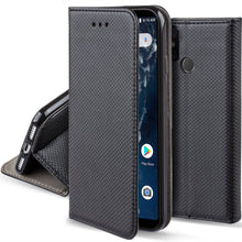 Load image into Gallery viewer, Moozy Case Flip Cover for Xiaomi Mi A2, Mi 6X, Black - Smart Magnetic Flip Case with Card Holder and Stand
