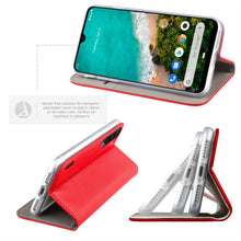 Charger l&#39;image dans la galerie, Moozy Case Flip Cover for Xiaomi Mi A3, Red - Smart Magnetic Flip Case with Card Holder and Stand
