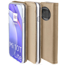 Load image into Gallery viewer, Moozy Case Flip Cover for Xiaomi Mi 10T Lite 5G, Gold - Smart Magnetic Flip Case with Card Holder and Stand
