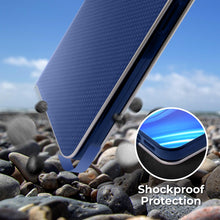 Ladda upp bild till gallerivisning, Moozy Wallet Case for Xiaomi Redmi Note 9, Dark Blue Carbon – Metallic Edge Protection Magnetic Closure Flip Cover with Card Holder
