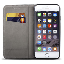 Cargar imagen en el visor de la galería, Moozy Case Flip Cover for iPhone SE, iPhone 5s, Dark Blue - Smart Magnetic Flip Case with Card Holder and Stand

