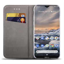 Lade das Bild in den Galerie-Viewer, Moozy Case Flip Cover for Nokia 7.2, Nokia 6.2, Gold - Smart Magnetic Flip Case with Card Holder and Stand
