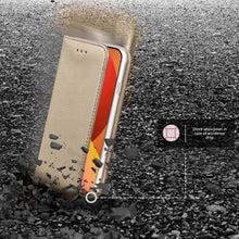 Cargar imagen en el visor de la galería, Moozy Case Flip Cover for iPhone 13 Pro Max, Gold - Smart Magnetic Flip Case Flip Folio Wallet Case with Card Holder and Stand, Credit Card Slots
