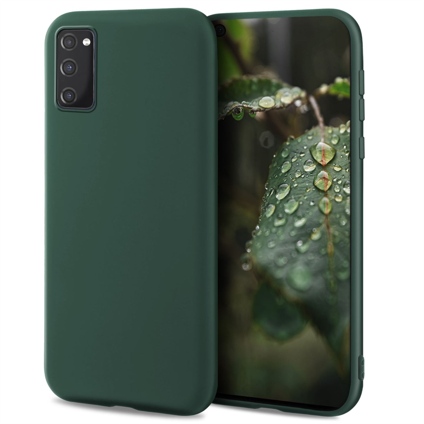 Moozy Lifestyle. Designed for Samsung S20 FE Case, Dark Green - Liquid Silicone Cover with Matte Finish and Soft Microfiber Lining