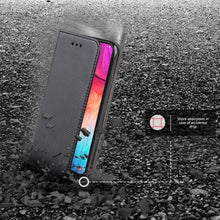 Cargar imagen en el visor de la galería, Moozy Case Flip Cover for Samsung A50, Black - Smart Magnetic Flip Case with Card Holder and Stand
