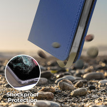 Ladda upp bild till gallerivisning, Moozy Case Flip Cover for Samsung S22 Ultra, Dark Blue - Smart Magnetic Flip Case Flip Folio Wallet Case with Card Holder and Stand, Credit Card Slots, Kickstand Function

