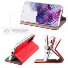 Load image into Gallery viewer, Moozy Case Flip Cover for Samsung S20 Plus, Red - Smart Magnetic Flip Case with Card Holder and Stand
