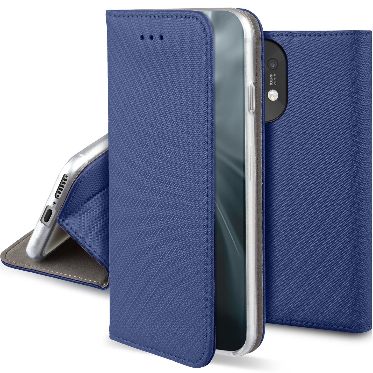 Moozy Case Flip Cover for Xiaomi Mi 11, Dark Blue - Smart Magnetic Flip Case Flip Folio Wallet Case with Card Holder and Stand, Credit Card Slots
