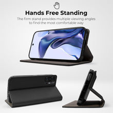 Carica l&#39;immagine nel visualizzatore di Gallery, Moozy Case Flip Cover for Xiaomi 11T and Xiaomi 11T Pro, Black - Smart Magnetic Flip Case Flip Folio Wallet Case with Card Holder and Stand, Credit Card Slots, Kickstand Function
