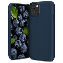 Załaduj obraz do przeglądarki galerii, Moozy Lifestyle. Silicone Case for iPhone 13, Midnight Blue - Liquid Silicone Lightweight Cover with Matte Finish

