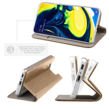 Load image into Gallery viewer, Moozy Case Flip Cover for Samsung A80, Gold - Smart Magnetic Flip Case with Card Holder and Stand
