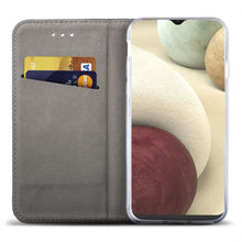 Cargar imagen en el visor de la galería, Moozy Case Flip Cover for Samsung A12, Gold - Smart Magnetic Flip Case with Card Holder and Stand
