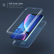Cargar imagen en el visor de la galería, Moozy 360 Degree Case for iPhone XR - Full body Front and Back Slim Clear Transparent TPU Silicone Gel Cover
