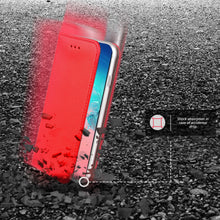 Załaduj obraz do przeglądarki galerii, Moozy Case Flip Cover for Samsung S10 Lite, Red - Smart Magnetic Flip Case with Card Holder and Stand
