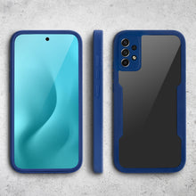 Cargar imagen en el visor de la galería, Moozy 360 Case for Samsung A52s 5G and Samsung A52 - Blue Rim Transparent Case, Full Body Double-sided Protection, Cover with Built-in Screen Protector
