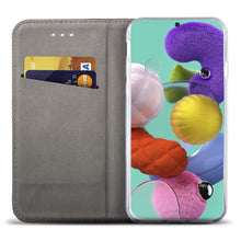 Cargar imagen en el visor de la galería, Moozy Case Flip Cover for Samsung A51, Dark Blue - Smart Magnetic Flip Case with Card Holder and Stand
