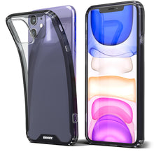 Afbeelding in Gallery-weergave laden, Moozy Xframe Shockproof Case for iPhone 11 - Black Rim Transparent Case, Double Colour Clear Hybrid Cover with Shock Absorbing TPU Rim
