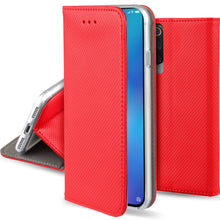 Załaduj obraz do przeglądarki galerii, Moozy Case Flip Cover for Xiaomi Mi 9 SE, Red - Smart Magnetic Flip Case with Card Holder and Stand
