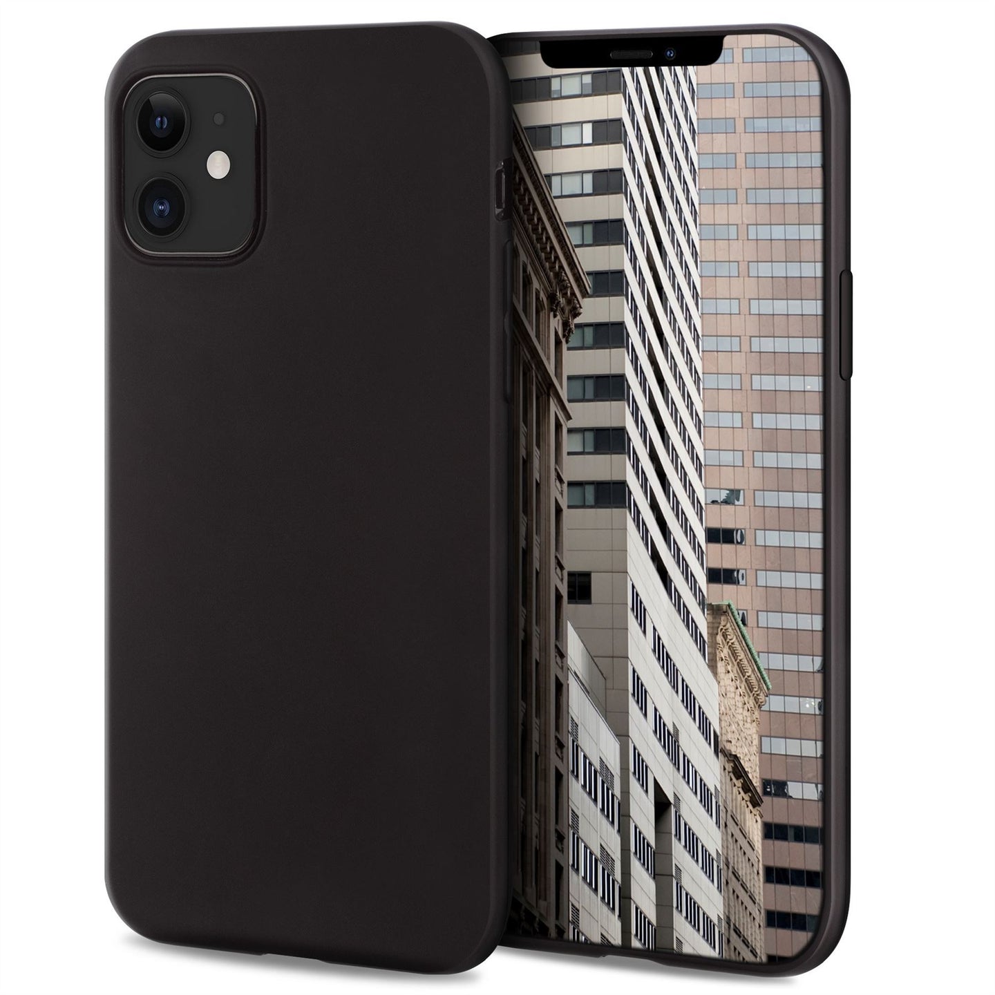 Moozy Lifestyle. Designed for iPhone 12 mini Case, Black - Liquid Silicone Cover with Matte Finish and Soft Microfiber Lining