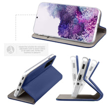 Lade das Bild in den Galerie-Viewer, Moozy Case Flip Cover for Samsung S20 Plus, Dark Blue - Smart Magnetic Flip Case with Card Holder and Stand
