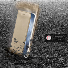Załaduj obraz do przeglądarki galerii, Moozy Case Flip Cover for Xiaomi Mi 11 Ultra, Gold - Smart Magnetic Flip Case Flip Folio Wallet Case with Card Holder and Stand, Credit Card Slots
